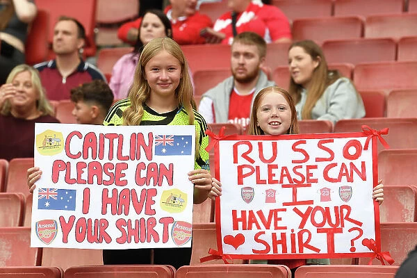 Young Arsenal Fans Show Support: Arsenal Women vs Liverpool Women, Barclays Super League, Emirates Stadium, 2023