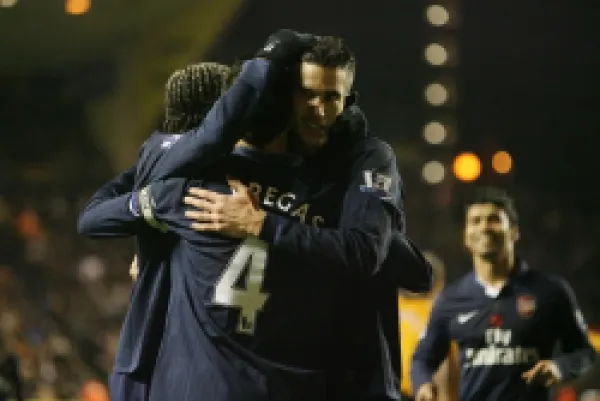 Buy Cesc Fabregas celebrates scoring the 3rd Arsenal goal
