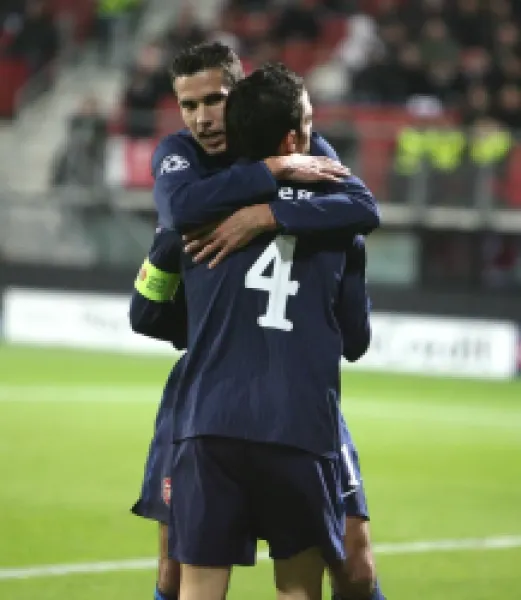 Buy Cesc Fabregas celebrates scoring the Arsenal goal with