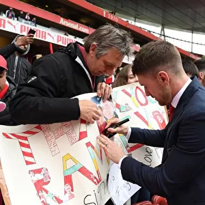 Aaron Ramsey Celebrates with Arsenal Fans after Arsenal v Brighton & Hove Albion Match, Premier League 2018-19