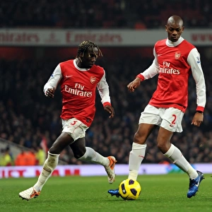 Abou Diaby and Bacary Sagna (Arsenal). Arsenal 2: 1 Everton. Barclays Premier League