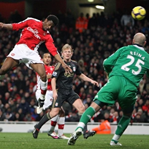Abou Diaby scores Arsenals goal past Pepe Reina (Liverpool). Arsenal 1: 0 Liverpool