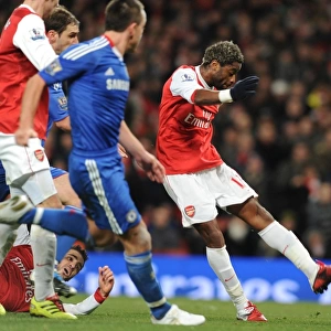 Alex Song scores Arsenals 1st goal. Arsenal 3: 1 Chelsea. Barclays Premier League