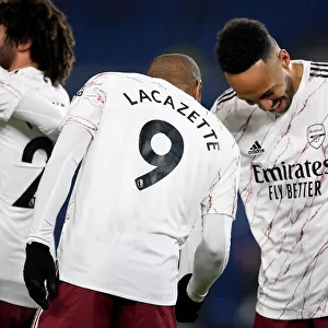 Alexandre Lacazette and Pierre-Emerick Aubameyang Celebrate Goal: Brighton & Hove Albion vs Arsenal, Premier League 2020-21