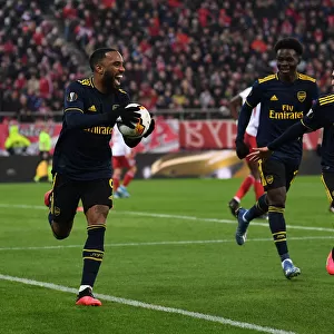 Alexandre Lacazette's Goal Celebration: Arsenal's Victory Moment against Olympiacos in UEFA Europa League