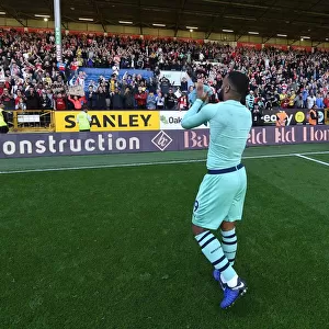 Alexis Lacazette Celebrates with Arsenal Fans: Burnley vs. Arsenal, Premier League 2018-19 (Burnley v Arsenal 2018-19)