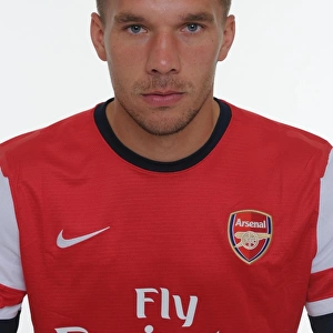 Arsenal 2013-14 Squad: Lukas Podolski at Emirates Stadium Photocall