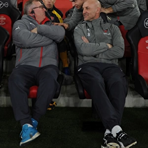 Arsenal Assistants Confer During Southampton vs Arsenal FA Cup Clash