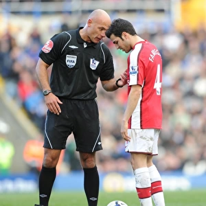 Arsenal captain Cesc Fabregas with referee Howard Webb. Birmingham City 1: 1 Arsenal