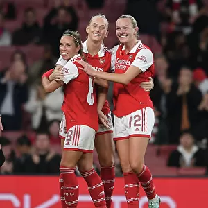 Arsenal Celebrate Third Goal Against FC Zurich in UEFA Women's Champions League