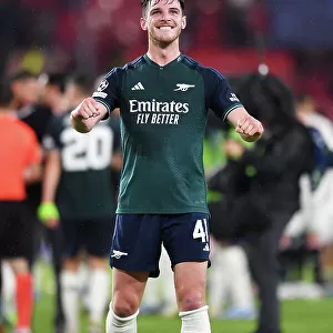 Arsenal Celebrates Champion's League Victory Over Sevilla: Declan Rice Leads the Thrilling Charge
