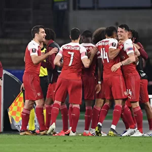 Arsenal Celebrates Goal Against Napoli in Europa League Quarterfinal