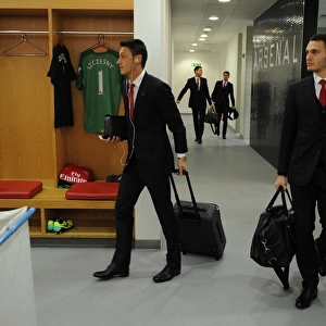 Arsenal Duo Mesut Ozil and Thomas Vermaelen in the Changing Room before Arsenal vs Southampton (2013-14)