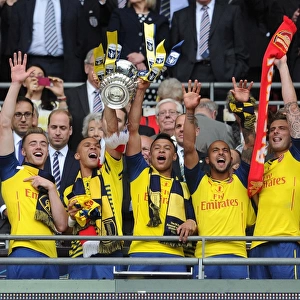 Arsenal FA Cup Victory: Chambers, Gibbs, Oxlade-Chamberlain, Walcott, Giroud Celebrate at Wembley Stadium