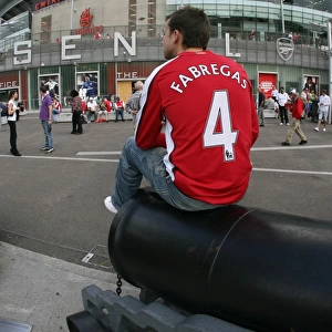 Arsenal fan outside the stadium