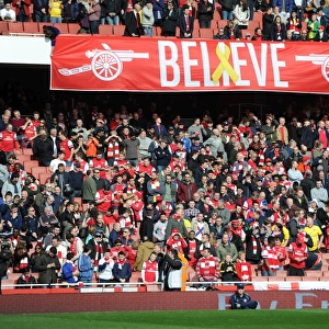 Arsenal fans banner. Arsenal 4: 1 Everton. FA Cup 6th Round. Emirates Stadium, 8 / 3 / 14