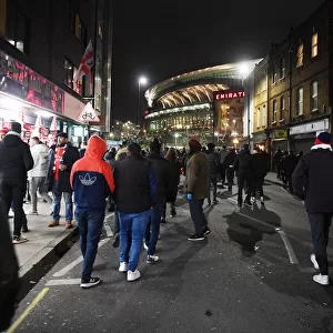 Arsenal Fans Gather in Anticipation Outside Emirates Stadium Ahead of Carabao Cup Showdown with Liverpool