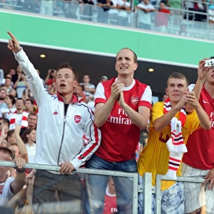 Arsenal fans. Legia Warsaw 5: 6 Arsenal, Wojska Polskiego, Warsaw, Poland, 7 / 8 / 2010