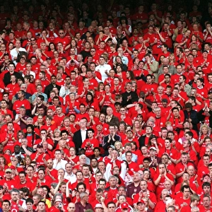 Arsenal fans in the North Bank. Arsenal 4: 2 Wigan Athletic