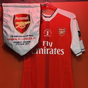 Arsenal FC - FA Cup Final 2017: Arsenal Shirt and Pennant in the Changing Room