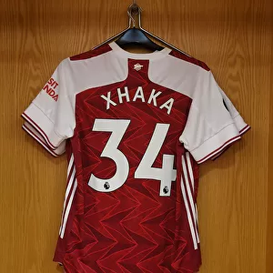 Arsenal FC: Granit Xhaka's Jersey Hangs in Emirates Stadium Changing Room Ahead of Arsenal v Watford Match (2019-20)