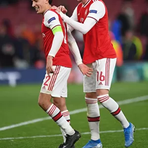 Arsenal FC: Hector Bellerin and Rob Holding Celebrate after Europa League Victory over Standard Liege