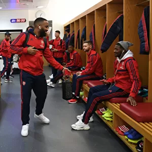 Arsenal FC: Pre-Match Huddle - Alex Lacazette and Ainsley Maitland-Niles in the Changing Room (Arsenal v Southampton, 2019-20)