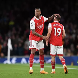 Arsenal FC vs Chelsea FC: Interaction Between Gabriel and Trossard during the 2022-23 Premier League Clash