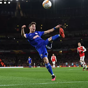 Arsenal FC vs Olympiacos FC: Kostas Tsimikas in Action - UEFA Europa League 2019-20 Round of 32, Second Leg