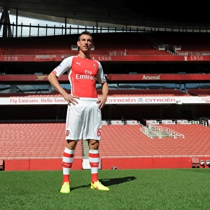 Arsenal Football Club: Laurent Koscielny at 2014-15 First Team Photocall, Emirates Stadium