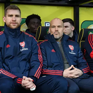 Arsenal Interim Coaches Freddie Ljungberg and Per Mertesacker Before Norwich City Match, 2019-20 Premier League