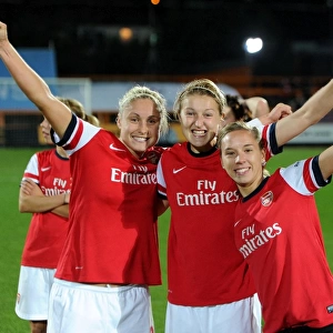 Arsenal Ladies FC Triumph in FA WSL Continental Cup Final: Celebrating with Steph Houghton, Ellen White, and Jordan Nobbs