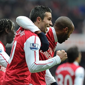Arsenal Legends Henry and van Persie: Celebrating Goals Together against Blackburn Rovers, 2011-12