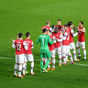 Arsenal Players Unite Before Arsenal vs. Marseille, UEFA Champions League (2013-14)