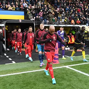 Arsenal Players Walk Out Ahead of Watford vs Arsenal Premier League Match (2021-22)