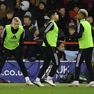 Arsenal Players Warm Up Ahead of Nottingham Forest FA Cup Clash