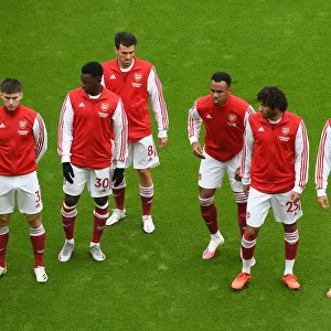 Arsenal Squad Aligns Before Arsenal v Sheffield United, Premier League 2020-21