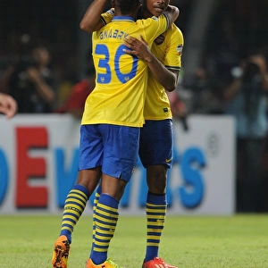 Arsenal Stars: Akpom and Gnabry Celebrate Goal Against Indonesia All-Stars