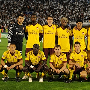 The Arsenal team line up before the match. Partizan Belgrade 1: 3 Arsenal