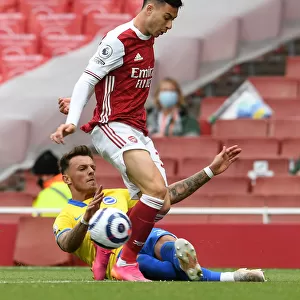 Arsenal vs Brighton: Magalhaes Tackled by White in Intense Premier League Clash (2020-21)