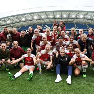 Arsenal Women Celebrate FA WSL Victory Over Brighton & Hove Albion