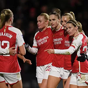 Arsenal Women Celebrate First Goal Against Tottenham Hotspur in FA WSL Cup Clash