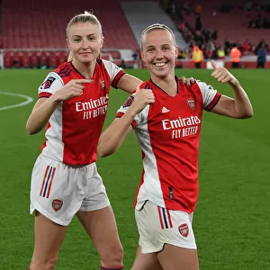Arsenal Women Celebrate Victory Over Tottenham Hotspur in FA WSL Showdown: Leah Williamson and Beth Mead Emotional Reunion