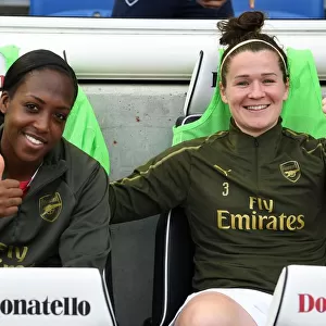 Arsenal Women: Danielle Carter and Emma Mitchell Prepare for Kick-off Against Brighton & Hove Albion Women