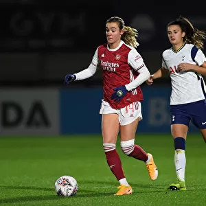 Arsenal Women vs. Tottenham Hotspur Women: FA Womens Continental League Cup Clash in Empty Stands
