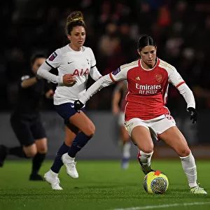 Arsenal Women vs. Tottenham Hotspur Women: Battle in the Conti Cup (2023-24) - Kyra Cooney-Cross of Arsenal Outruns Ramona Petzelberger of Tottenham Hotspur