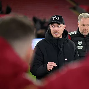 Arsenal Women's Manager Jonas Eidevall Addresses Team After FA WSL Cup Match Against Southampton