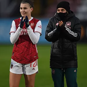 Arsenal Women's Victory: Steph Catley and Noele Maritz Celebrate with Fans