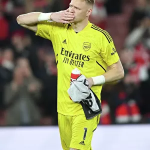 Arsenal's Aaron Ramsdale Celebrates with Fans after Arsenal vs. Chelsea Victory, Premier League 2022-23