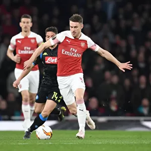 Arsenal's Aaron Ramsey Breaks Past Napoli's Dries Mertens in Europa League Quarterfinal Clash